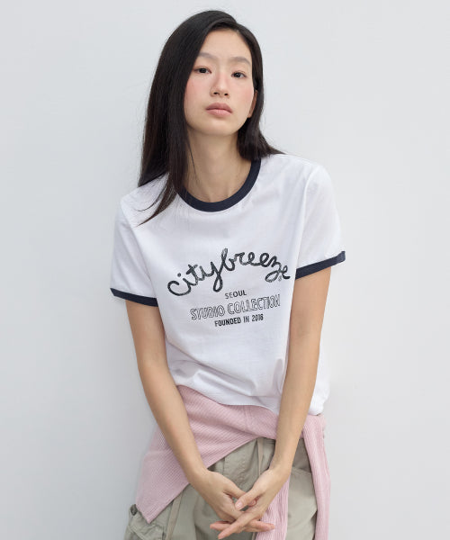 VINTAGE CURSIVE LOGO RINGER SHORT SLEEVE TEE - 3 COLORS
