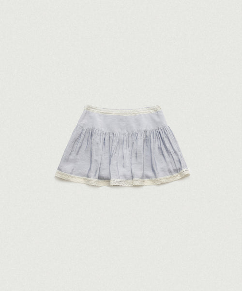 RILEY SHIRRING LACE TRIM SKIRT BLUE