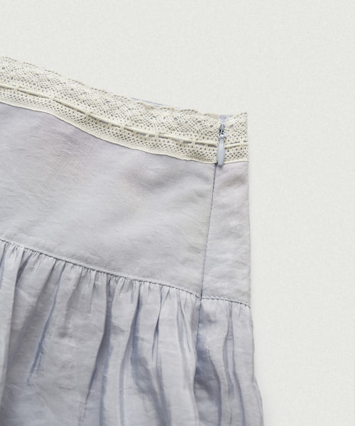 RILEY SHIRRING LACE TRIM SKIRT BLUE