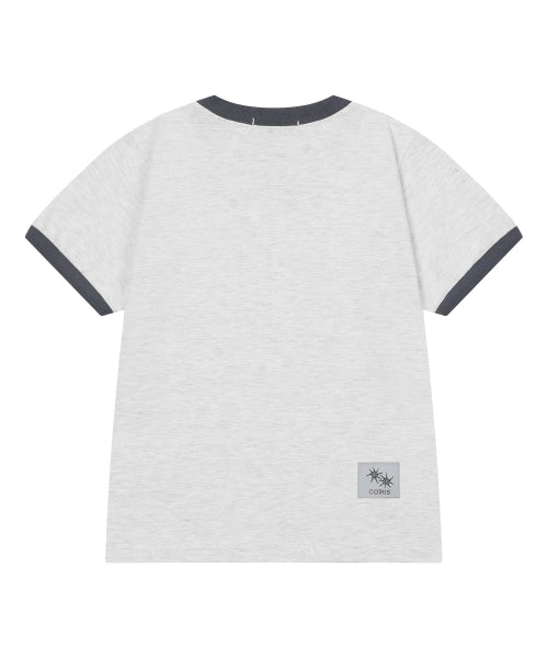 LETTERING CONTRAST RINGER SHORT SLEEVE TEE - 2 COLORS GREY