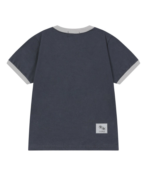 LETTERING CONTRAST RINGER SHORT SLEEVE TEE - 2 COLORS GREY