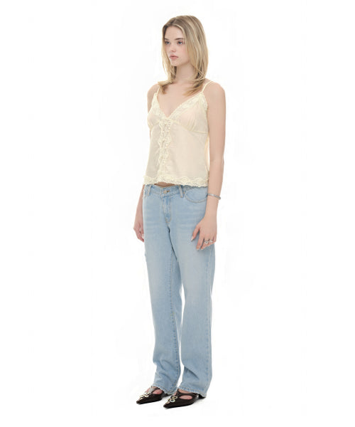 TOOMUCHTAX LACE SLIP SLEEVELESS TOP - 4 COLORS YELLOW