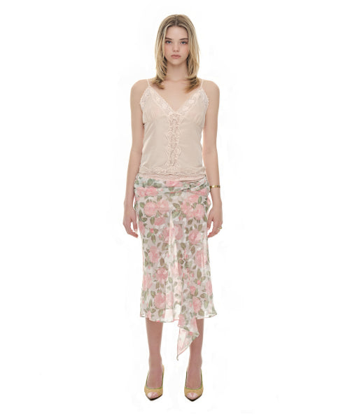 TOOMUCHTAX LACE SLIP SLEEVELESS TOP - 4 COLORS PINK