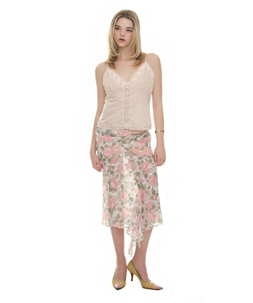 TOOMUCHTAX LACE SLIP SLEEVELESS TOP - 4 COLORS PINK