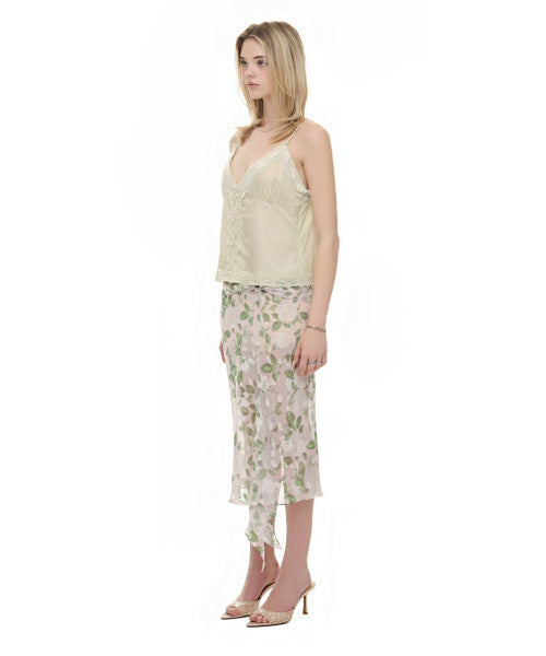 TOOMUCHTAX LACE SLIP SLEEVELESS TOP - 4 COLORS GREEN