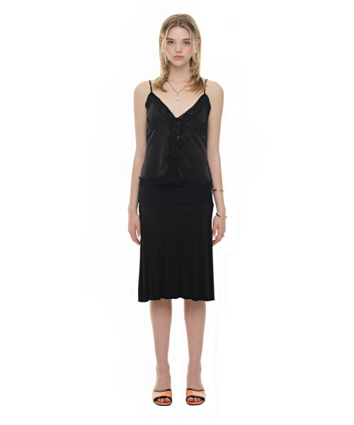 TOOMUCHTAX LACE SLIP SLEEVELESS TOP - 4 COLORS BLACK