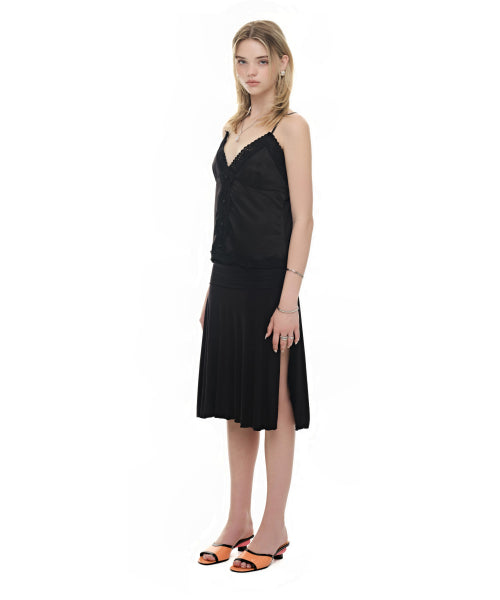 TOOMUCHTAX LACE SLIP SLEEVELESS TOP - 4 COLORS BLACK
