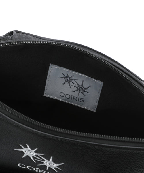 POCKET LEATHER SHOULDER BAG - 2 COLORS BLACK