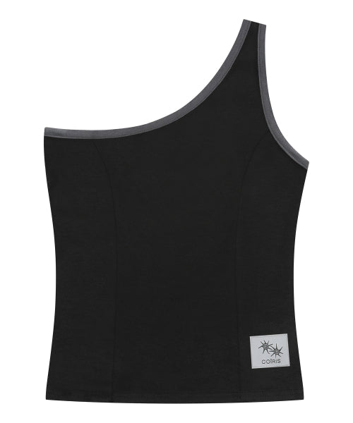 SHOULDER SLIM LINE CONTRAST SLEEVELESS - 2 COLORS BLACK
