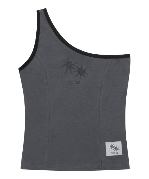 SHOULDER SLIM LINE CONTRAST SLEEVELESS - 2 COLORS BLACK