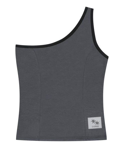 SHOULDER SLIM LINE CONTRAST SLEEVELESS - 2 COLORS BLACK
