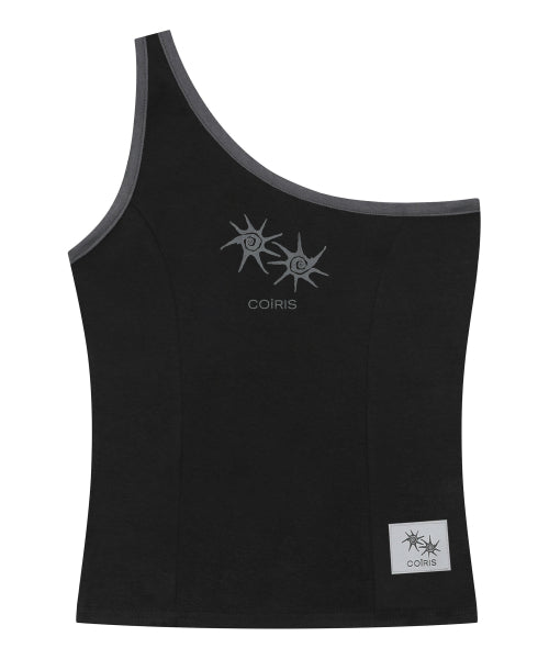 SHOULDER SLIM LINE CONTRAST SLEEVELESS - 2 COLORS BLACK
