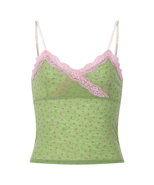 PLEASENOFOLLOW FLORA LACE SLEEVELESS TOP - 9 COLORS GREEN