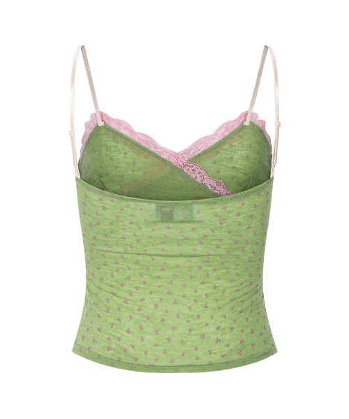 PLEASENOFOLLOW FLORA LACE SLEEVELESS TOP - 9 COLORS GREEN