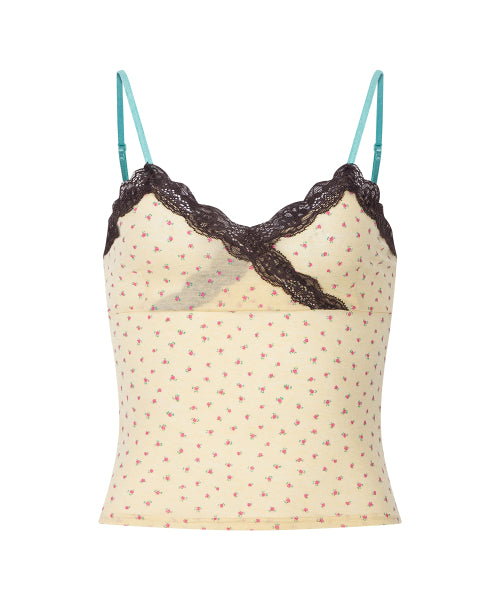 PLEASENOFOLLOW FLORA LACE SLEEVELESS TOP - 9 COLORS LEMON