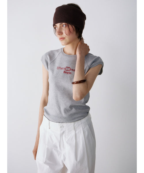 [2ND] CAP SLEEVE LETTERING T-S - 2 COLORS MELANGE GREY