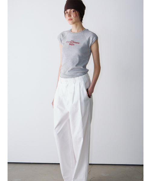 [2ND] CAP SLEEVE LETTERING T-S - 2 COLORS MELANGE GREY
