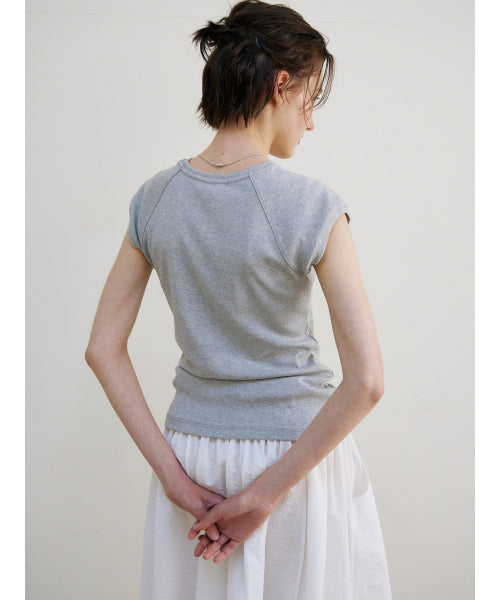 [2ND] CAP SLEEVE LETTERING T-S - 2 COLORS MELANGE GREY