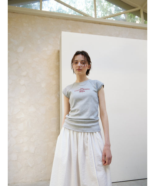 [2ND] CAP SLEEVE LETTERING T-S - 2 COLORS MELANGE GREY