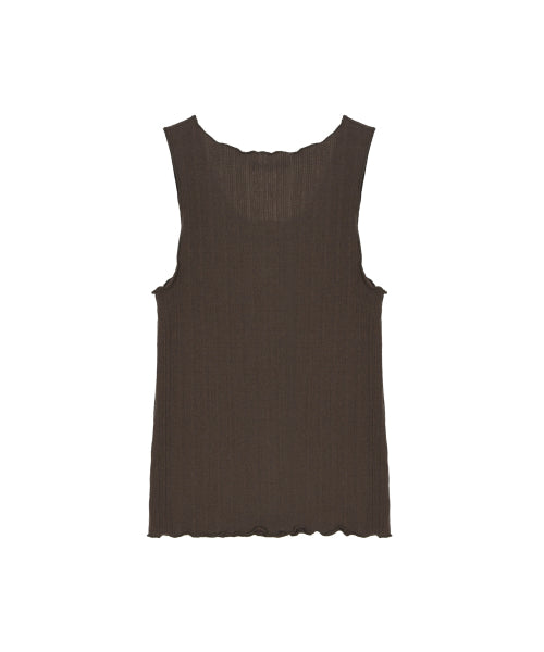 WAVE BUTTON SLEEVELESS TOP - 4 COLORS BROWN