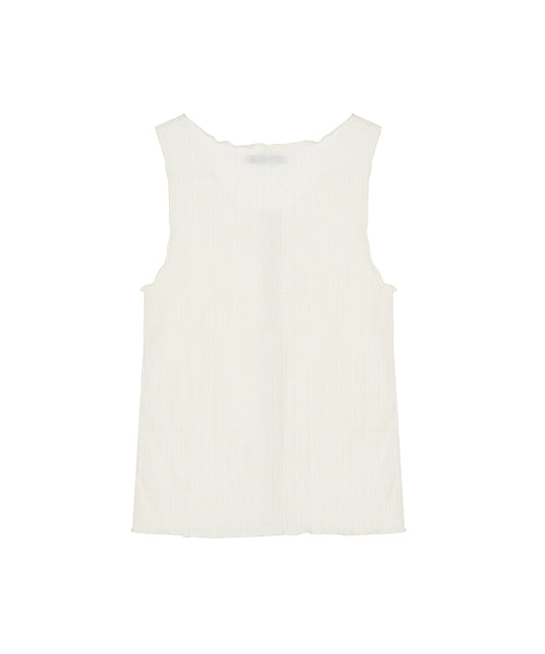 WAVE BUTTON SLEEVELESS TOP - 4 COLORS CREAM