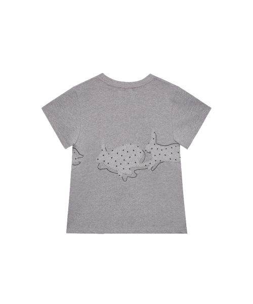 RABBIT APPLIQUE TEE - 2 COLORS GREY