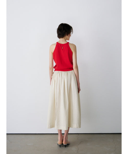 OPEN-BACK HALTER KNIT TOP - 3 COLORS RED
