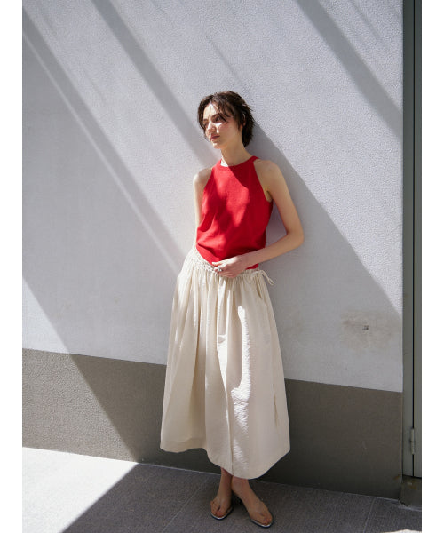 OPEN-BACK HALTER KNIT TOP - 3 COLORS RED