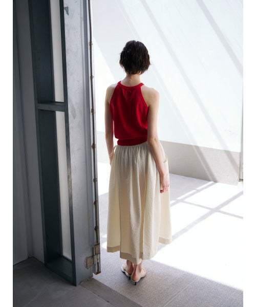 OPEN-BACK HALTER KNIT TOP - 3 COLORS RED