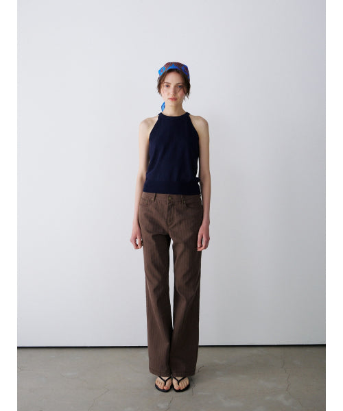 OPEN-BACK HALTER KNIT TOP - 3 COLORS NAVY