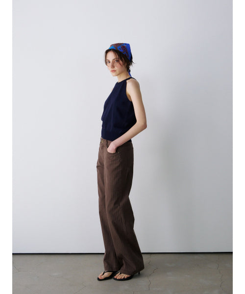 OPEN-BACK HALTER KNIT TOP - 3 COLORS NAVY