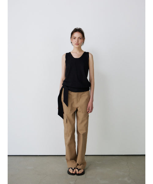 TIE SLEEVELESS KNIT TOP - 2 COLORS BLACK
