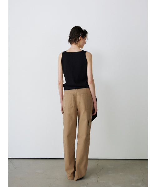 TIE SLEEVELESS KNIT TOP - 2 COLORS BLACK