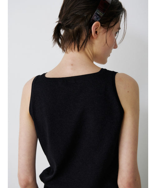 TIE SLEEVELESS KNIT TOP - 2 COLORS BLACK