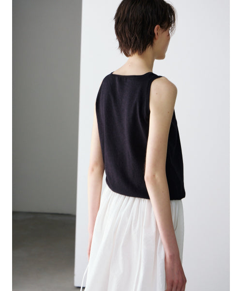 TIE SLEEVELESS KNIT TOP - 2 COLORS BLACK