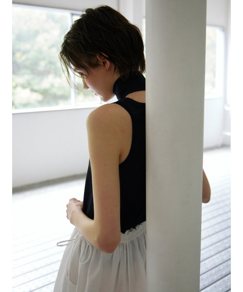 TIE SLEEVELESS KNIT TOP - 2 COLORS BLACK