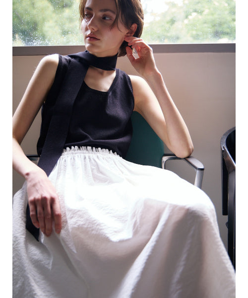 TIE SLEEVELESS KNIT TOP - 2 COLORS BLACK