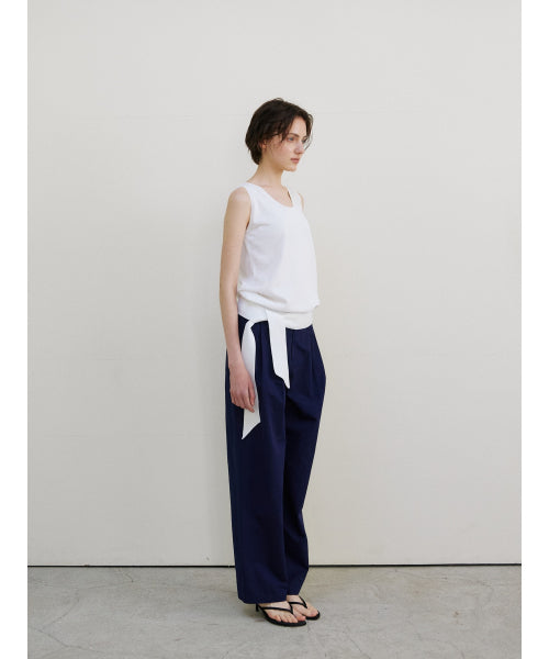 TIE SLEEVELESS KNIT TOP - 2 COLORS WHITE