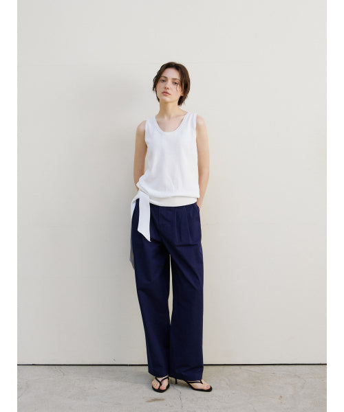 TIE SLEEVELESS KNIT TOP - 2 COLORS WHITE