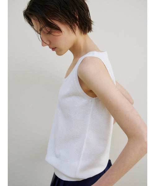 TIE SLEEVELESS KNIT TOP - 2 COLORS WHITE