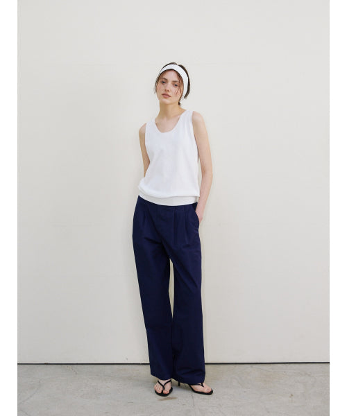 TIE SLEEVELESS KNIT TOP - 2 COLORS WHITE