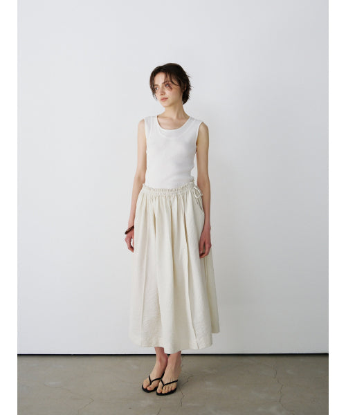 TRIMMING SLEEVELESS KNIT TOP - 2 COLORS IVORY