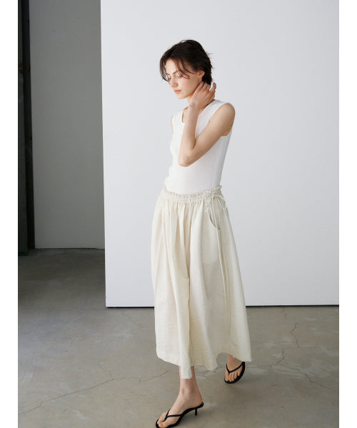 TRIMMING SLEEVELESS KNIT TOP - 2 COLORS IVORY