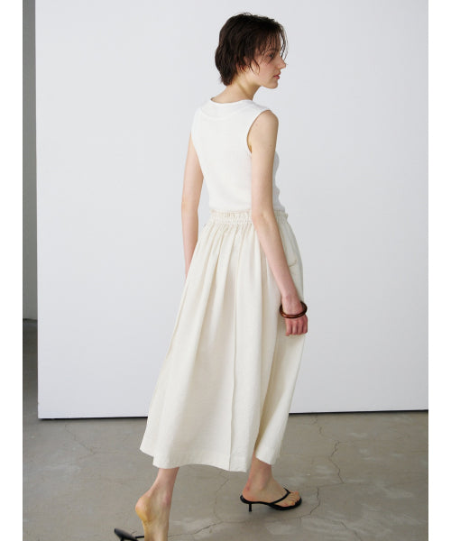 TRIMMING SLEEVELESS KNIT TOP - 2 COLORS IVORY