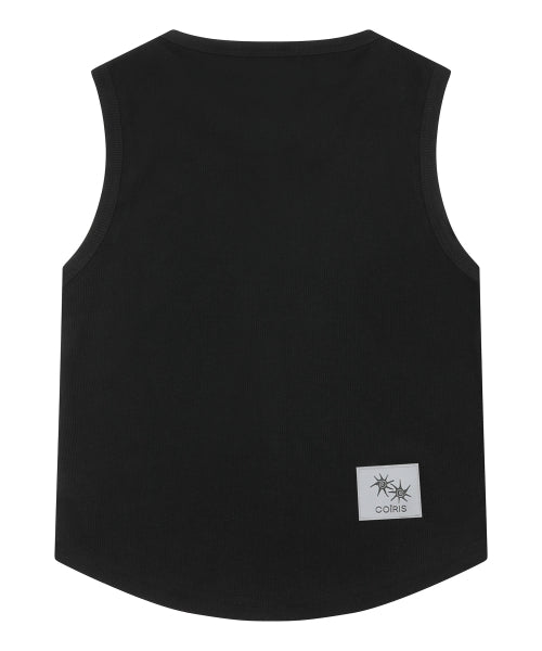 ARINA BUTTON CROP ROLL SLEEVELESS - 4 COLORS BLACK
