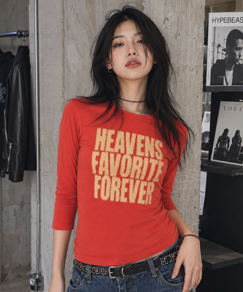 HALFTONE LETTERING 3/4 SLEEVE T-SHIRT - 3 COLORS RED