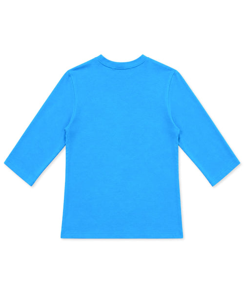 HALFTONE LETTERING 3/4 SLEEVE T-SHIRT - 3 COLORS BLUE