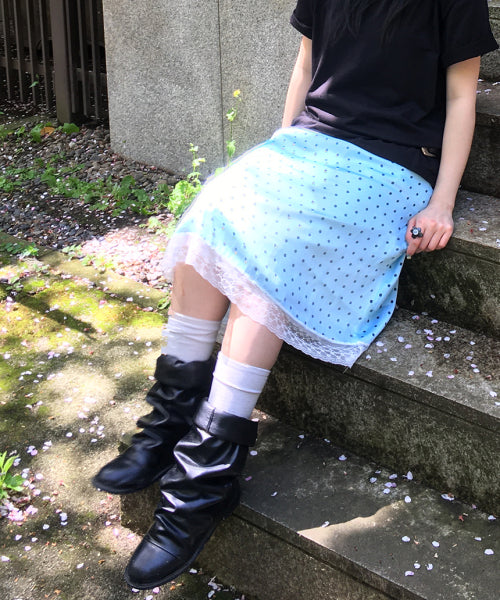 DOT LACE MIDI SKIRT - 5 COLORS LIME