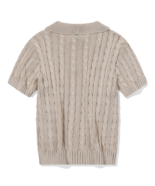 SHORT SLEEVE COLLAR KNIT - 2 COLORS BEIGE