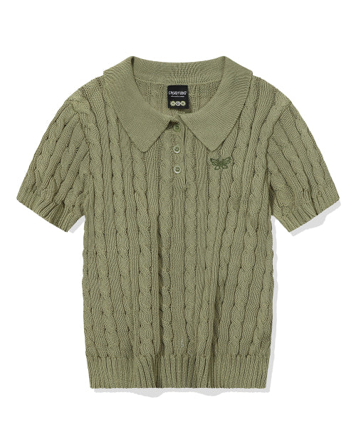 SHORT SLEEVE COLLAR KNIT - 2 COLORS AS SHOWN